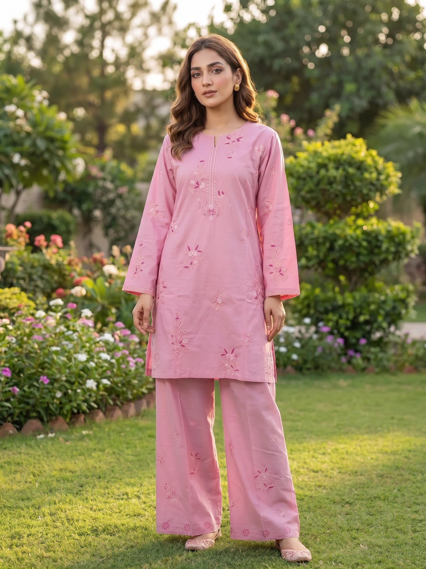 Soft Petal Embroidered 2 Piece Cotton Lawn Suit