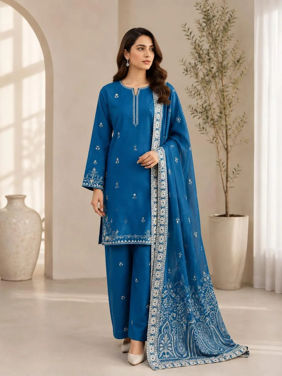 Mehrosh Embroidered Khadar 3 Piece Suit