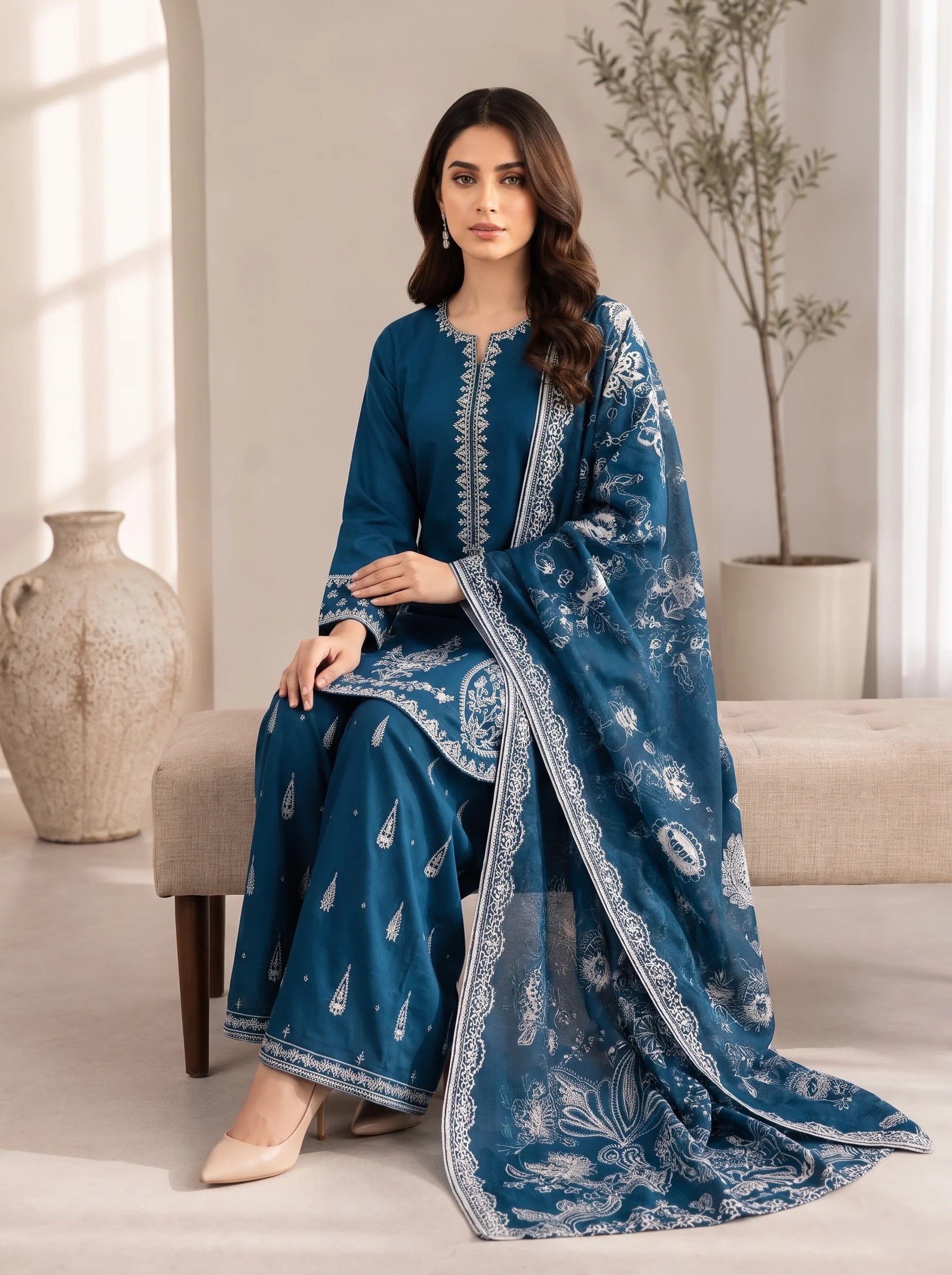 Neelam Embroidered Khadar 3 Piece Suit