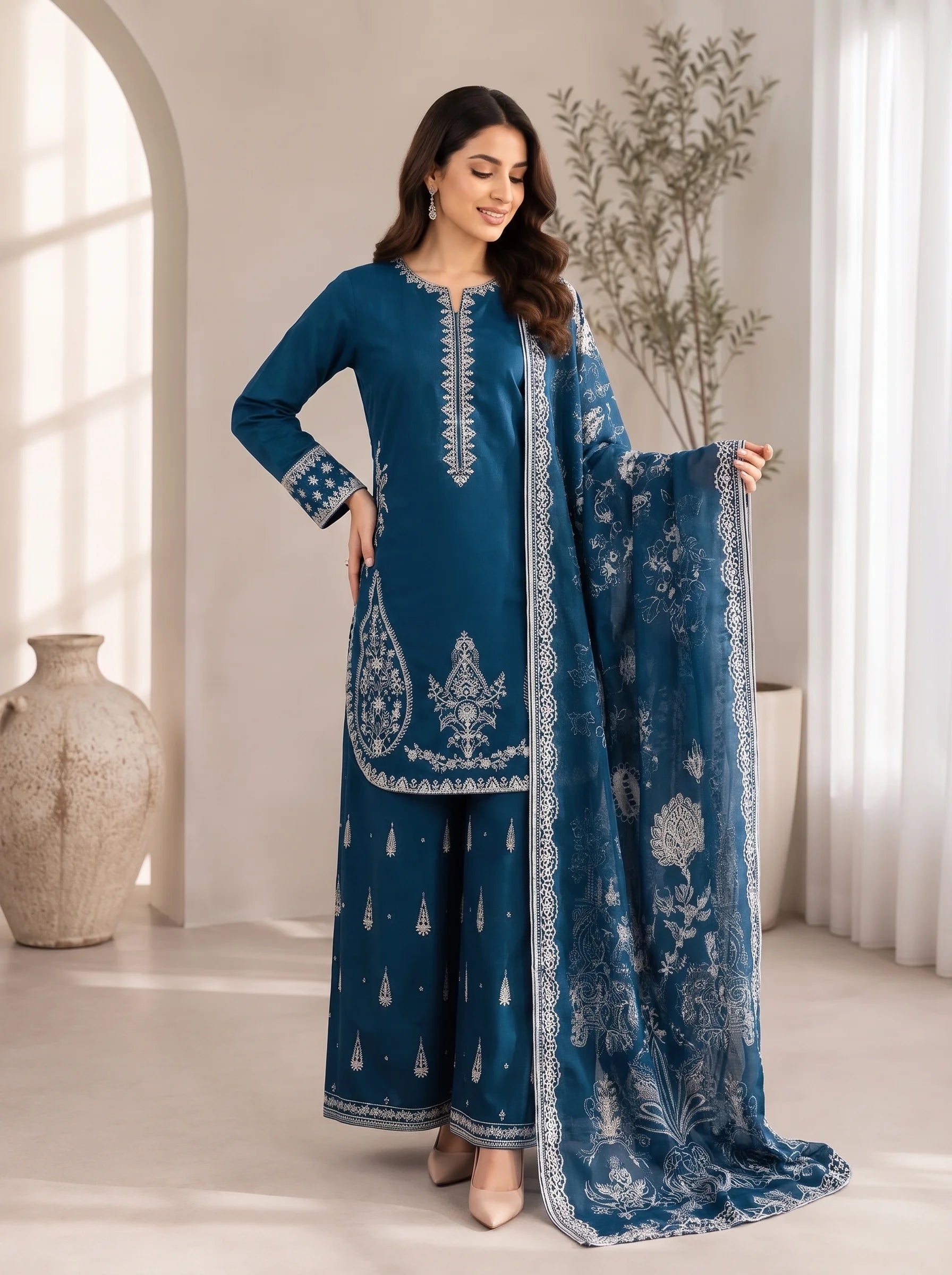 Neelam Embroidered Khadar 3 Piece Suit
